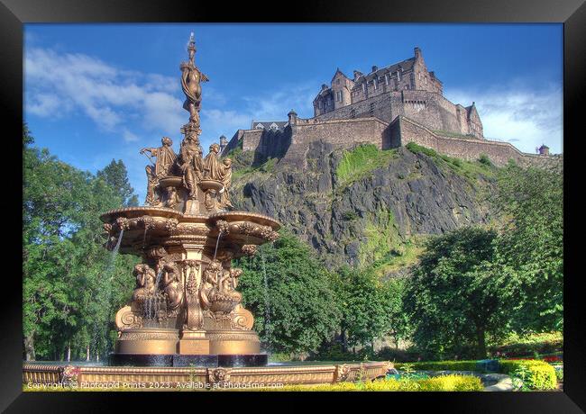 Edinburgh Castle on the rocks Framed Print by Photogold Prints