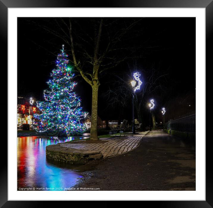 Bourton on the water Christmas tree Framed Mounted Print by Martin fenton
