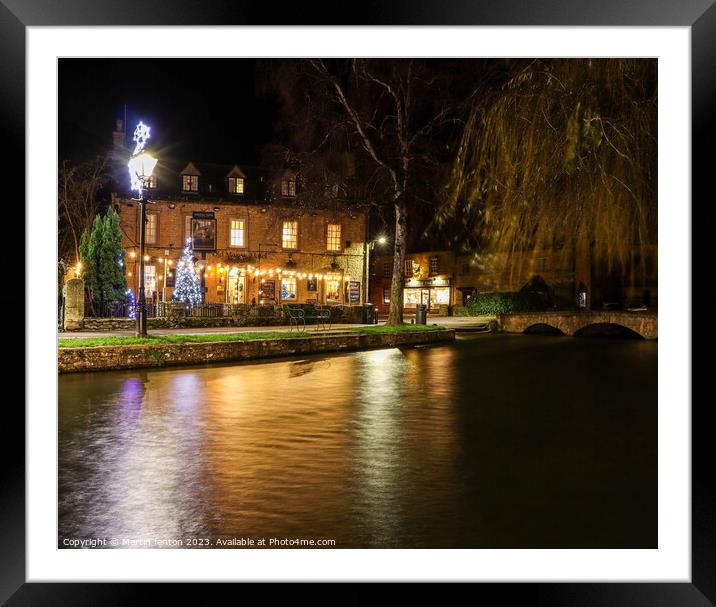 Christmas at the Manse Hotel Bourton on the water. Framed Mounted Print by Martin fenton