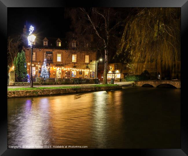 Christmas at the Manse Hotel Bourton on the water. Framed Print by Martin fenton