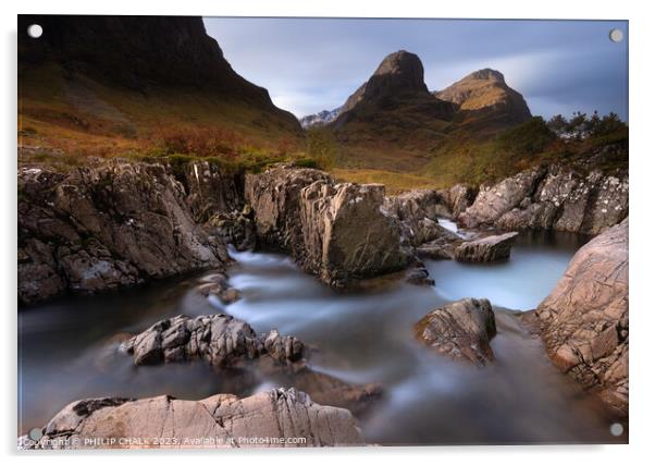 River coe 's' bends Glencoe 1001 Acrylic by PHILIP CHALK