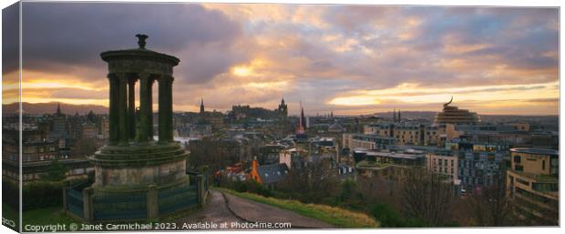 Edinburgh Sunset Panorama Canvas Print by Janet Carmichael