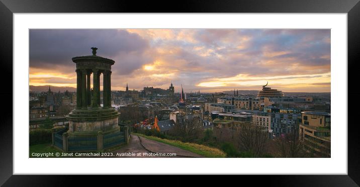 Edinburgh Sunset Panorama Framed Mounted Print by Janet Carmichael