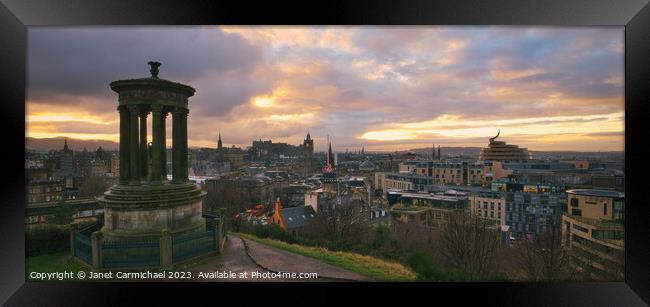 Edinburgh Sunset Panorama Framed Print by Janet Carmichael