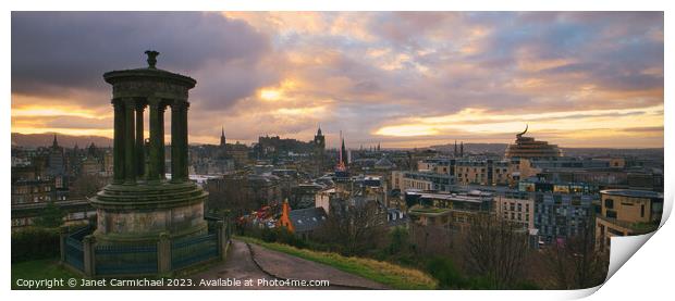 Edinburgh Sunset Panorama Print by Janet Carmichael