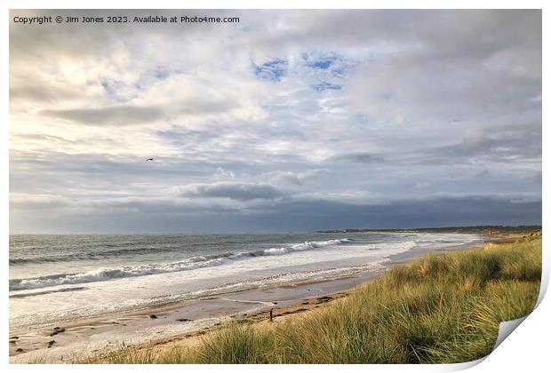 Blustery day on the beach Print by Jim Jones