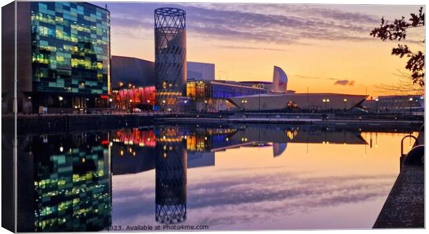 Salford Quays Reflections, Sunset Canvas Print by Michele Davis