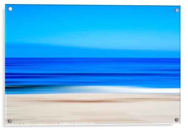 Blue Sea Coastal Abstract Acrylic by Joseph S Giacalone