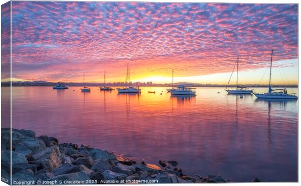 Brilliant Sunrise - San Diego Harbor Canvas Print by Joseph S Giacalone