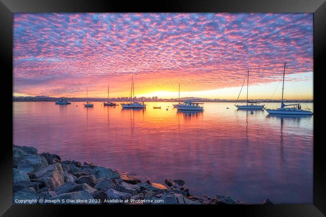 Brilliant Sunrise - San Diego Harbor Framed Print by Joseph S Giacalone
