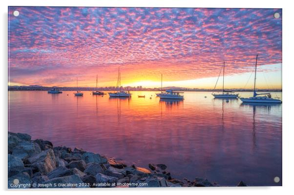 Brilliant Sunrise - San Diego Harbor Acrylic by Joseph S Giacalone