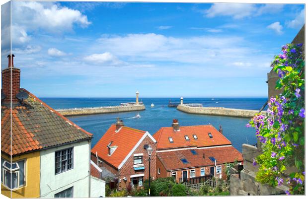 Whitby Lighthouse View Canvas Print by Alison Chambers