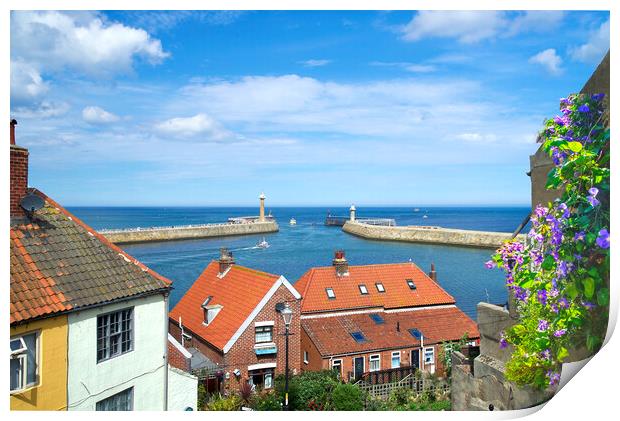 Whitby Lighthouse View Print by Alison Chambers