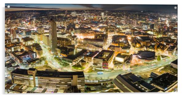 Sheffield at Night Acrylic by Apollo Aerial Photography
