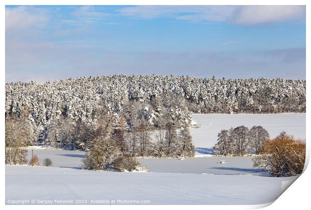 Countryside after heavy snowfall in central Europe Print by Sergey Fedoskin