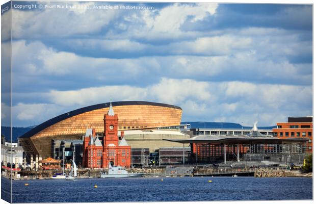 Cardiff Bay Harbourfront Canvas Print by Pearl Bucknall