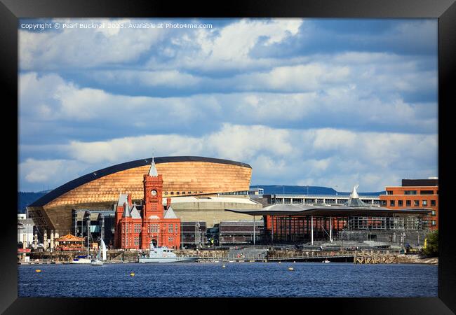 Cardiff Bay Harbourfront Framed Print by Pearl Bucknall