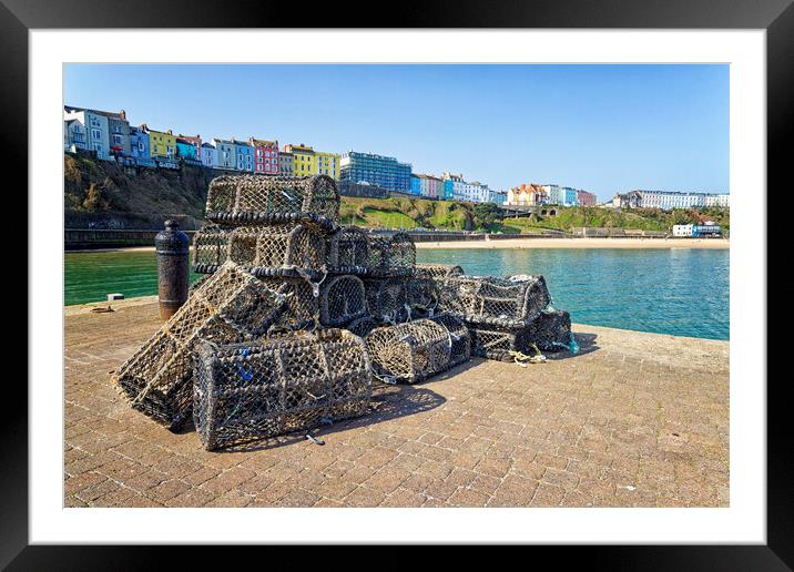 Lobster Pots on Tenby Harbour in South Wales UK Framed Mounted Print by John Gilham