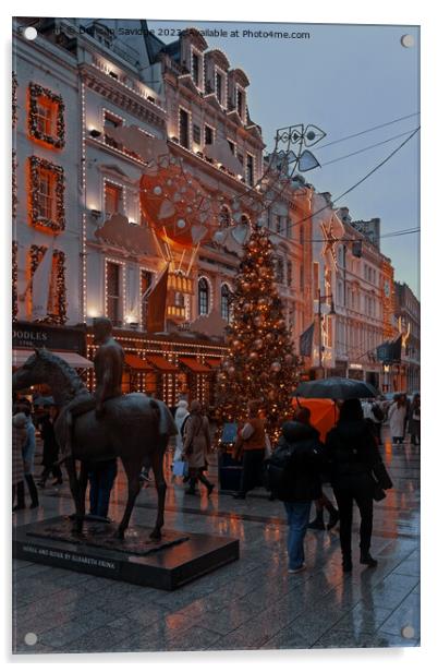 Old Bond Street Christmas scene  Acrylic by Duncan Savidge