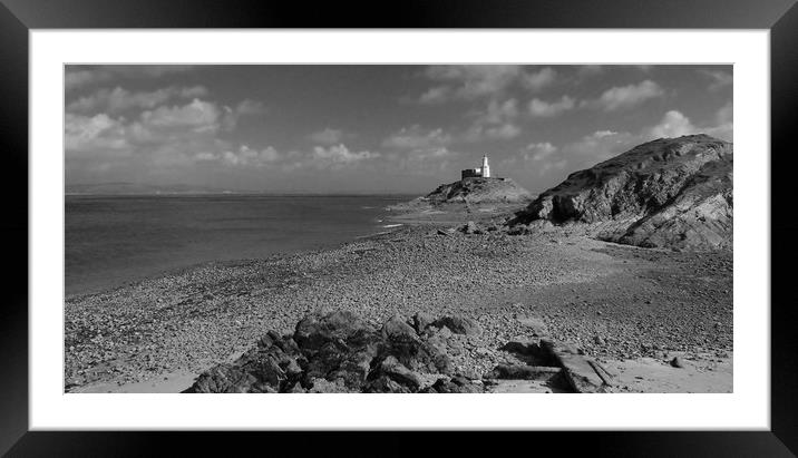 Mumbles Lighthouse. Framed Mounted Print by Becky Dix