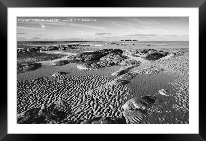 Hilbre Island in Dee Estuary Wirral Peninsula mono Framed Mounted Print by Pearl Bucknall