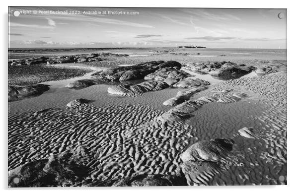 Hilbre Island in Dee Estuary Wirral Peninsula mono Acrylic by Pearl Bucknall