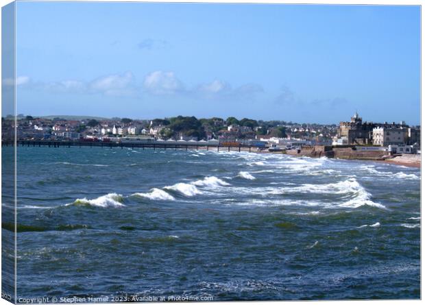 White Horses on Paignton Seafront Canvas Print by Stephen Hamer