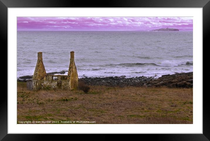 The Ruin, The Wave And The Island Framed Mounted Print by Ken Hunter