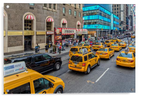 NYC Yellow Cabs Acrylic by Alan Matkin