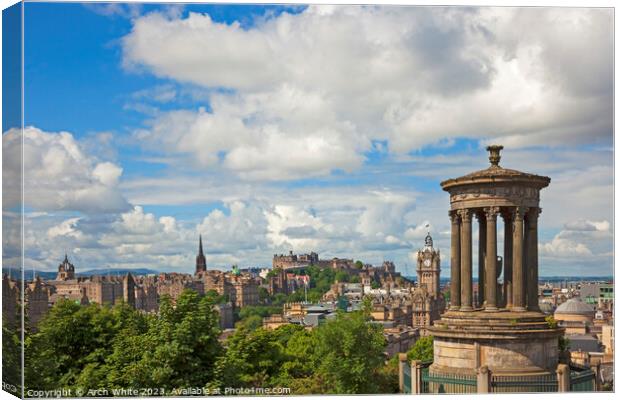 Edinburgh, city centre skyline, Scotland, UK Canvas Print by Arch White