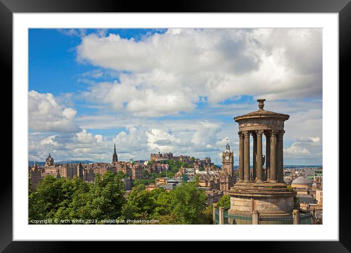 Edinburgh, city centre skyline, Scotland, UK Framed Mounted Print by Arch White