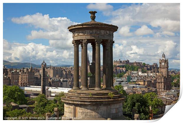 Edinburgh, city centre skyline, Scotland, UK Print by Arch White