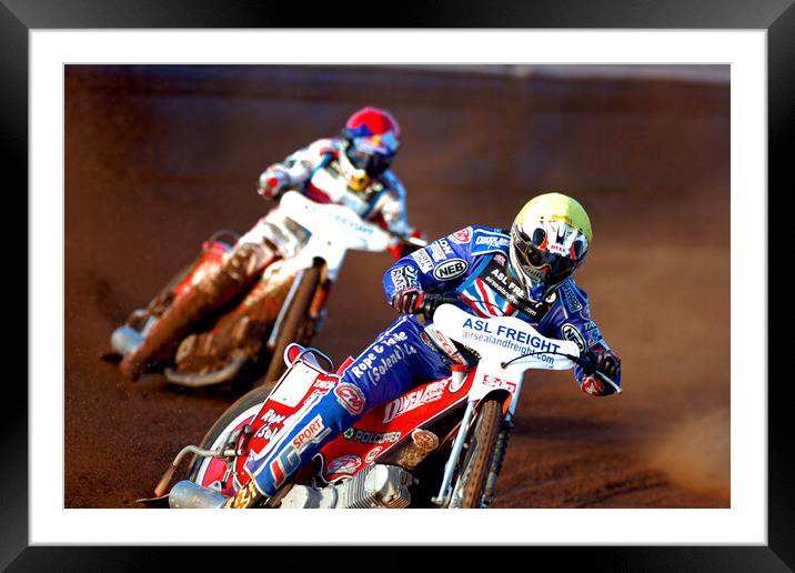 Great Britain Speedway Motorcycle Action Framed Mounted Print by Andy Evans Photos