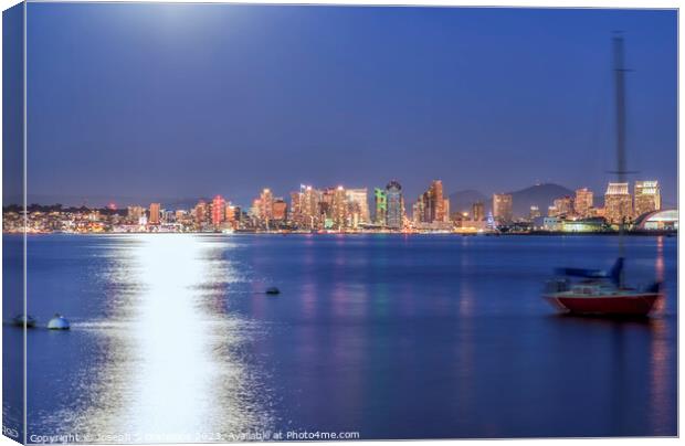 Moonlight For A Skyline - San Diego Canvas Print by Joseph S Giacalone