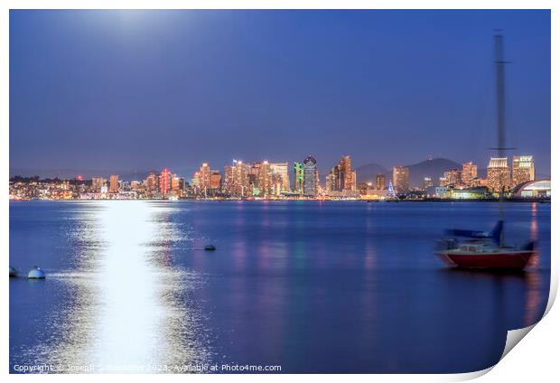 Moonlight For A Skyline - San Diego Print by Joseph S Giacalone