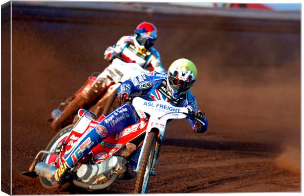 Great Britain Speedway Motorcycle Action Canvas Print by Andy Evans Photos