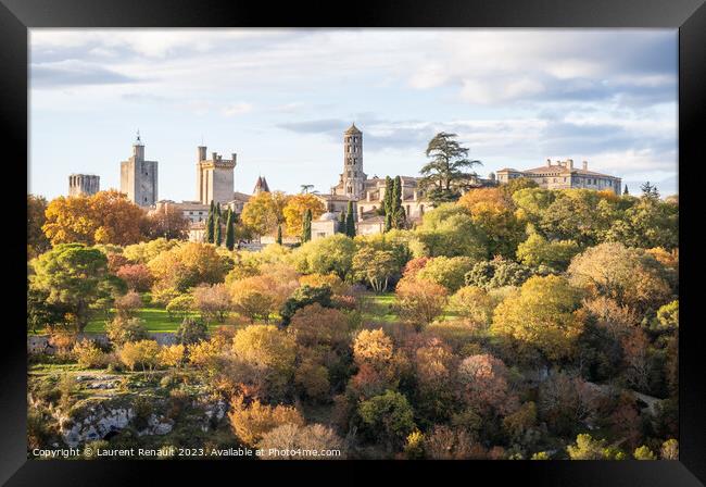 Uzès city of Art and History, general view in autumn. Photograp Framed Print by Laurent Renault