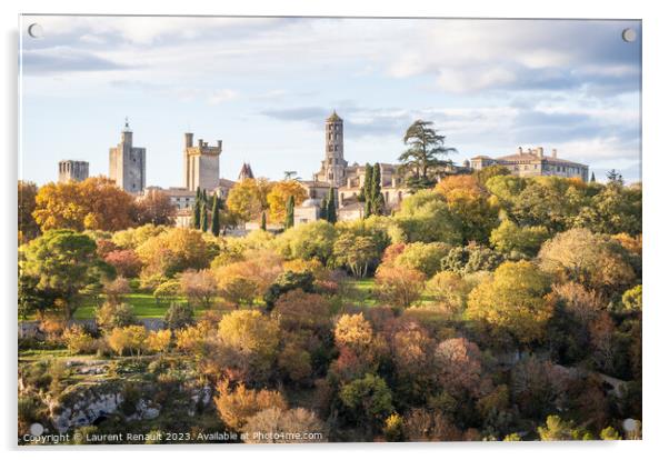Uzès city of Art and History, general view in autumn. Photograp Acrylic by Laurent Renault