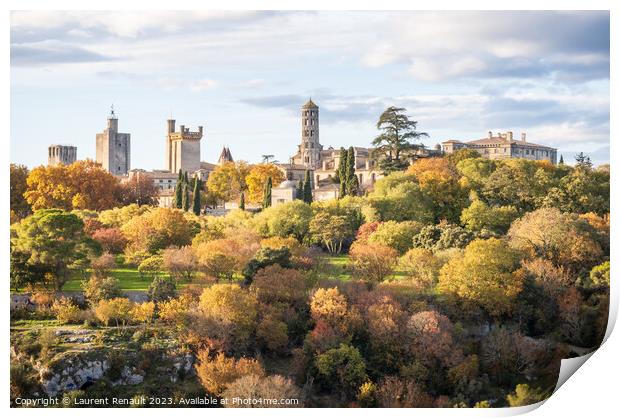 Uzès city of Art and History, general view in autumn. Photograp Print by Laurent Renault