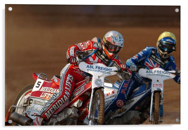 Great Britain Speedway Motorcycle Action Acrylic by Andy Evans Photos