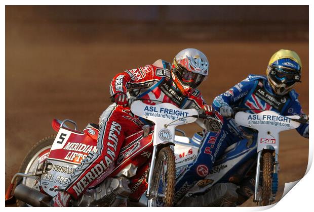 Great Britain Speedway Motorcycle Action Print by Andy Evans Photos