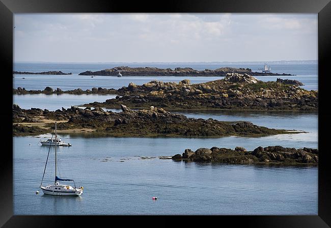 Rocky moorings Iles Chausey Framed Print by Gary Eason