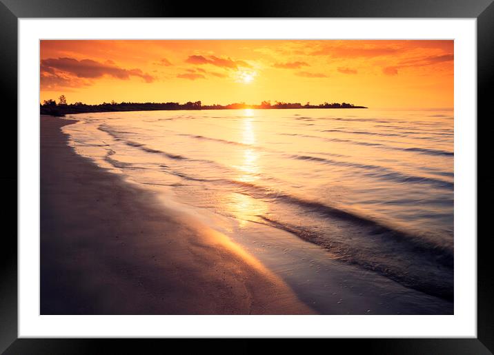 Sunset Over Lake Framed Mounted Print by Dave Reede