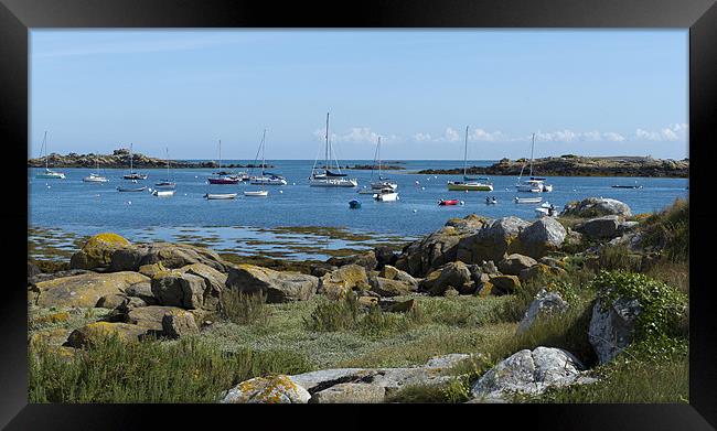 Moorings Iles Chausey Framed Print by Gary Eason