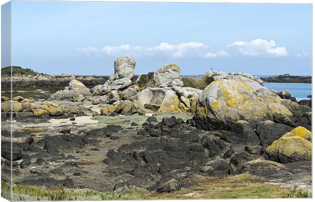 Rocks at low tide Iles Chausey Canvas Print by Gary Eason