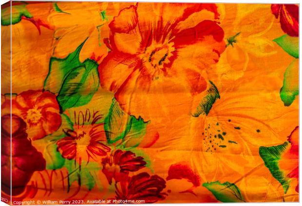 Colorful Hawaiian Orange Cloth Textile Waikiki Honolulu Hawaii Canvas Print by William Perry