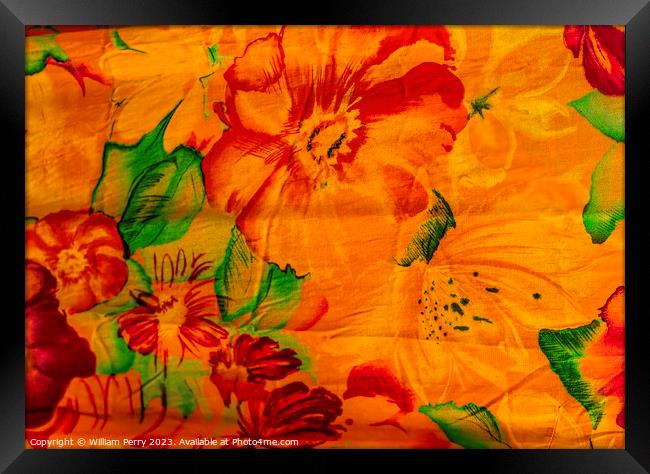Colorful Hawaiian Orange Cloth Textile Waikiki Honolulu Hawaii Framed Print by William Perry