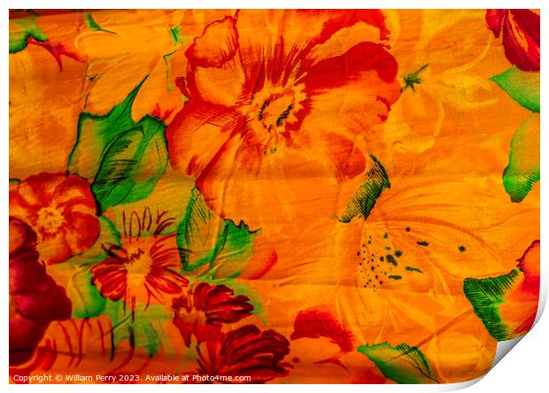 Colorful Hawaiian Orange Cloth Textile Waikiki Honolulu Hawaii Print by William Perry