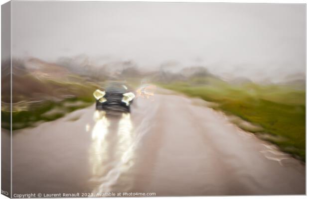 Driving during the rain, producing an impressionistic effect and Canvas Print by Laurent Renault