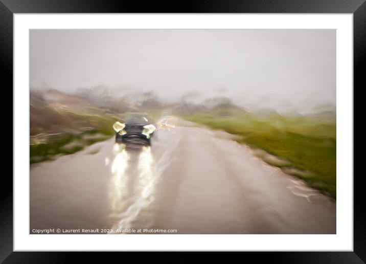 Driving during the rain, producing an impressionistic effect and Framed Mounted Print by Laurent Renault